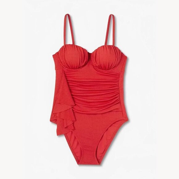 RHODE x Target Embossed Dot Ruffle One-Piece Swimsuit Size 2X | Medium Coverage - Picture 5 of 6